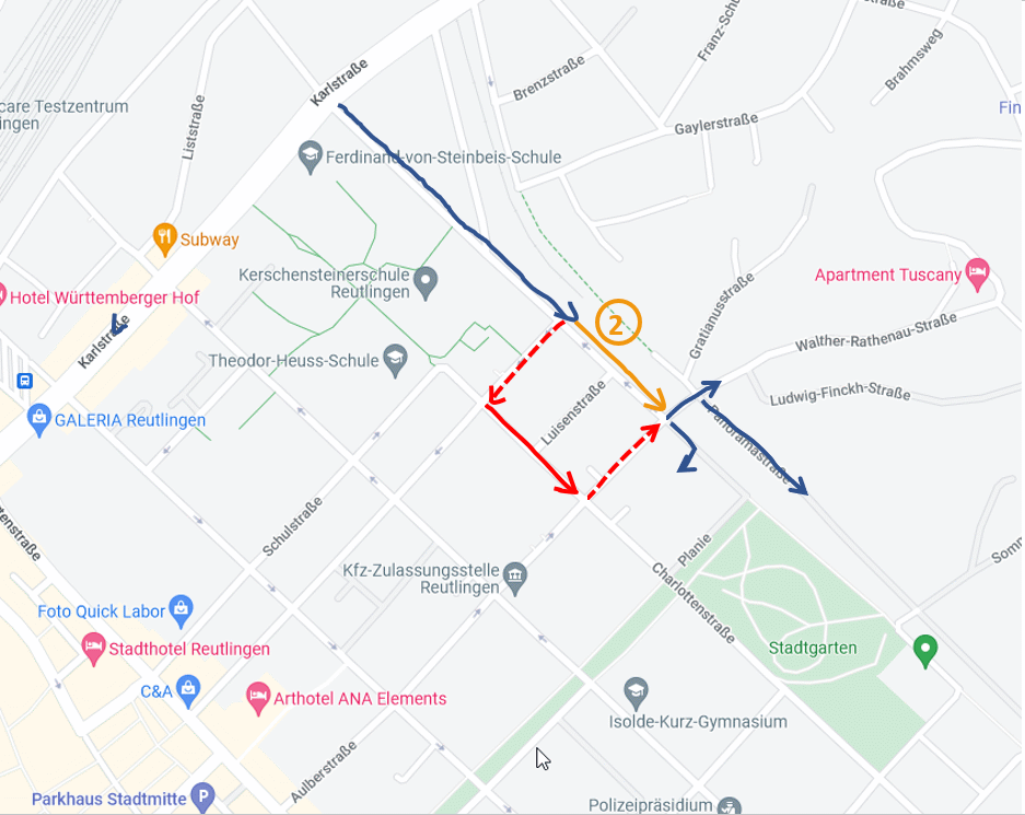 Weniger KFZ Verkehr auf der Charlottenstraße